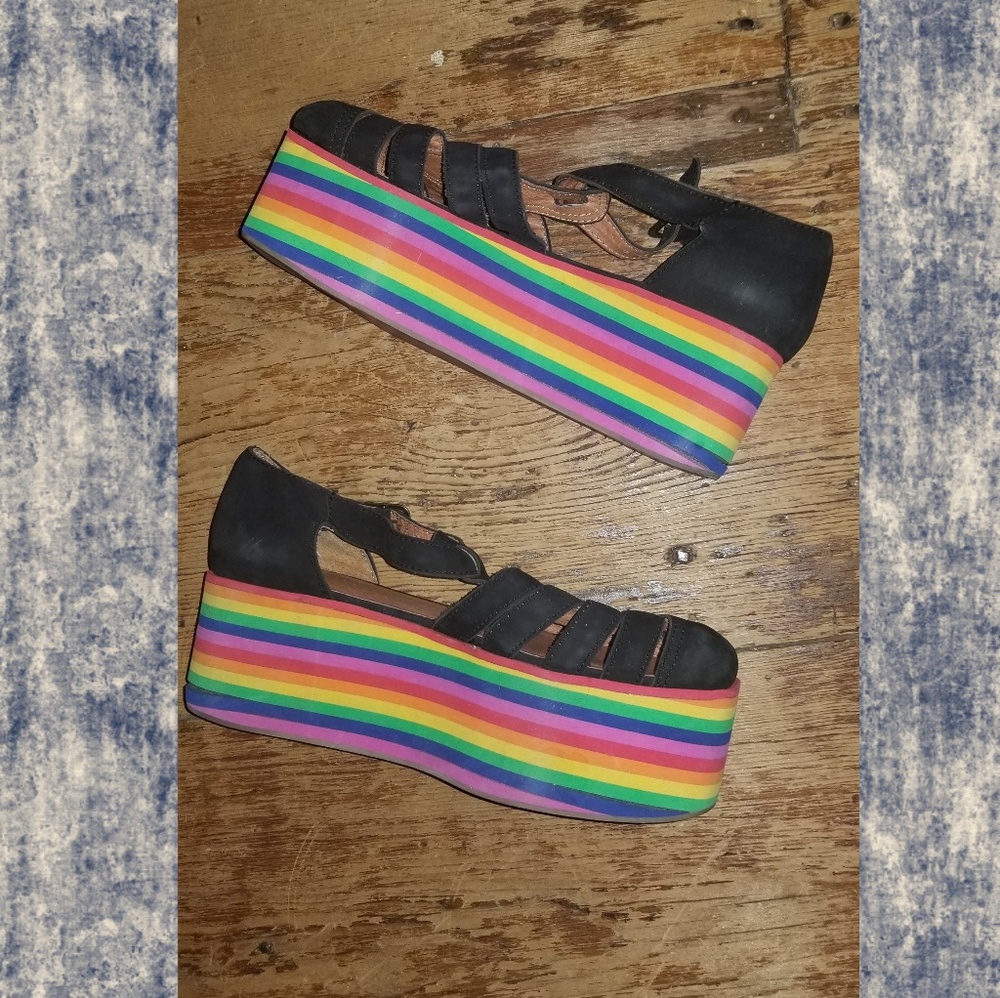 Jeffrey Campbell  rainbow platform SANDALS - Picture 6 of 8